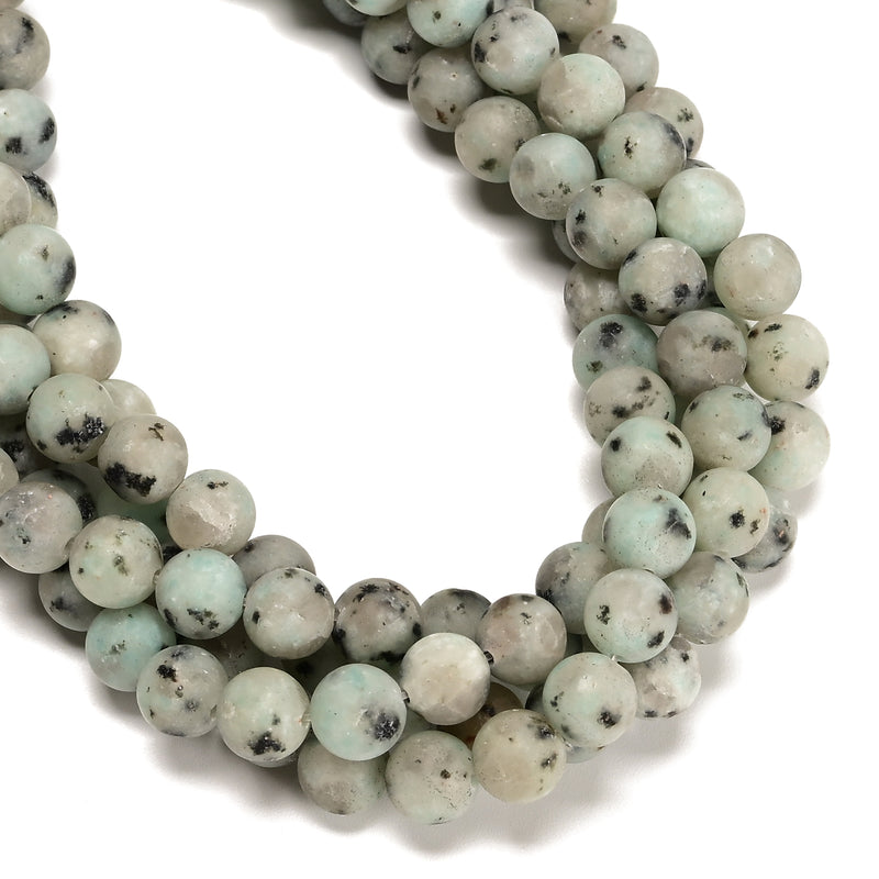 Sesame Kiwi Jasper Matte Round Beads 4mm 6mm 8mm 10mm 12mm 15.5" Strand