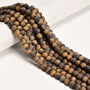 2.0mm Large Hole Yellow Tiger's Eye Matte Round Beads 8mm 10mm 15.5" Strand