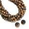 2.0mm Large Hole Yellow Tiger's Eye Matte Round Beads 8mm 10mm 15.5" Strand