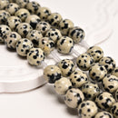 2.0mm Hole Dalmatian Jasper Smooth Round Beads 6mm 8mm 10mm 15.5" Strand