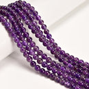 2.0mm Large Hole Amethyst Smooth Round Beads 8mm 10mm 15.5" Strand