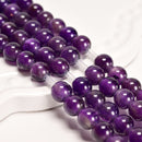 2.0mm Large Hole Amethyst Smooth Round Beads 8mm 10mm 15.5" Strand