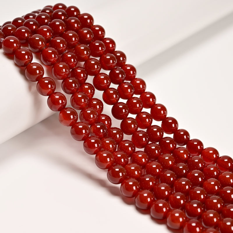 2.0mm Large Hole Red Agate Carnelian Smooth Round Beads 6mm 8mm 10mm 15.5" Strand