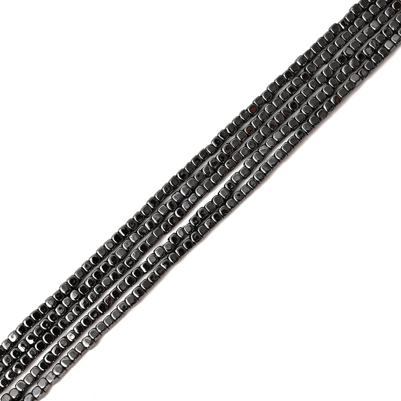 Gray/Gold/Silver/Copper Plated Hematite Smooth Dice Cube Beads 2x2mm 15.5" Strand