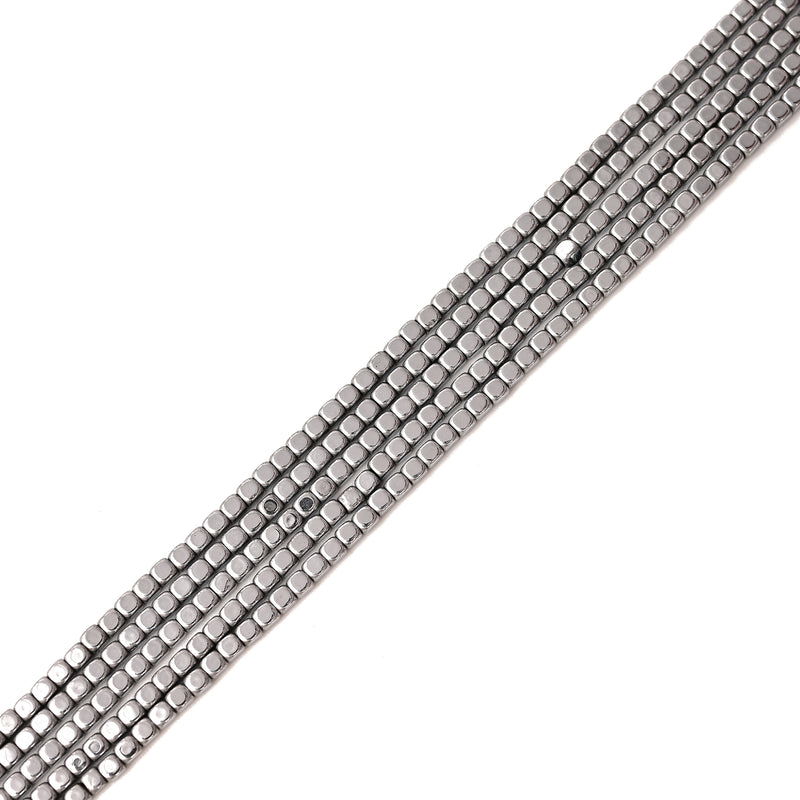 Gray/Gold/Silver/Copper Plated Hematite Smooth Dice Cube Beads 2x2mm 15.5" Strand