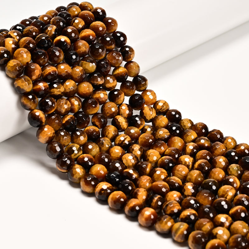 Yellow Tiger's Eye Faceted Round Beads 4mm 6mm 8mm 10mm 12mm 15.5" Strand