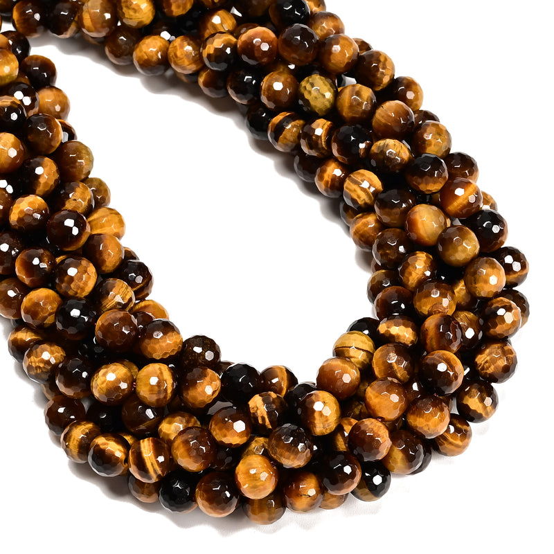 Yellow Tiger's Eye Faceted Round Beads 4mm 6mm 8mm 10mm 12mm 15.5" Strand