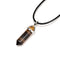 Yellow Tiger Eye Pendulum Pendant Healing Point Size 40x8mm Silver Leather Cord