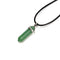 Green Aventurine Pendulum Pendant Healing Point Size 40x8mm with Silver Leather Cord
