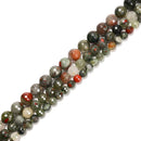 African Bloodstone Faceted Round Beads 6mm 8mm 10mm 15.5" Strand