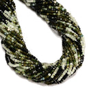 Gradient Green Tourmaline Verdelite Faceted Rubik's Cube Beads 3mm 15.5" Strand