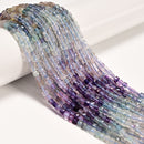 Natural Gradient Rainbow Fluorite Faceted Cube Beads Size 4-5mm 15.5'' Strand