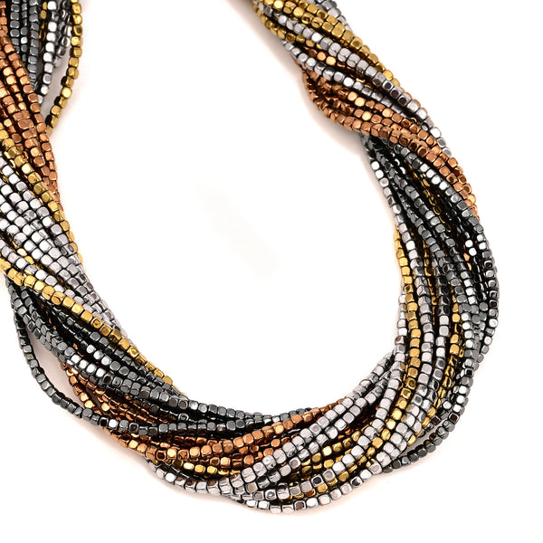 Gray/Gold/Silver/Copper Plated Hematite Smooth Dice Cube Beads 2x2mm 15.5" Strand
