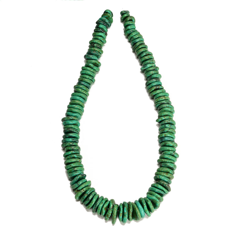 Dark Green Magnesite Turquoise Graduated Slice Discs Beads 10-16mm 15.5'' Strand
