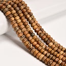 Natural Picture Jasper Smooth Rondelle Beads 4x6mm 5x8mm 6x10mm 15.5" Strand