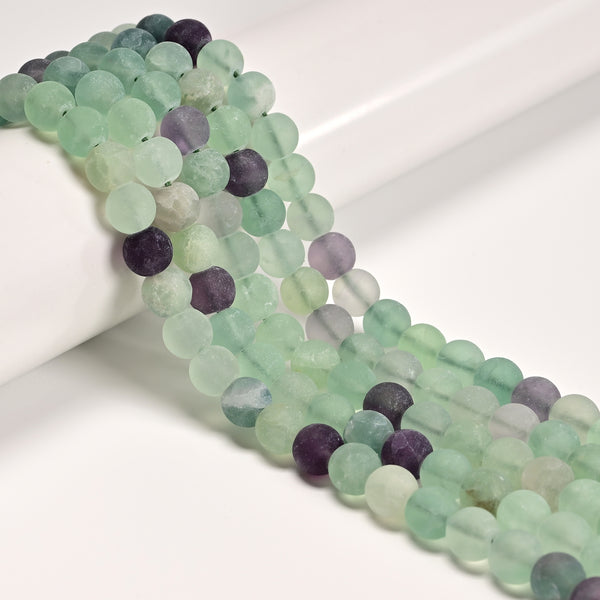 2.0mm Large Hole Fluorite Matte Round Beads 6mm 8mm 10mm 15.5" Strand