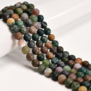2.0mm Large Hole Indian Agate Matte Round Beads 8mm 10mm 15.5" Strand