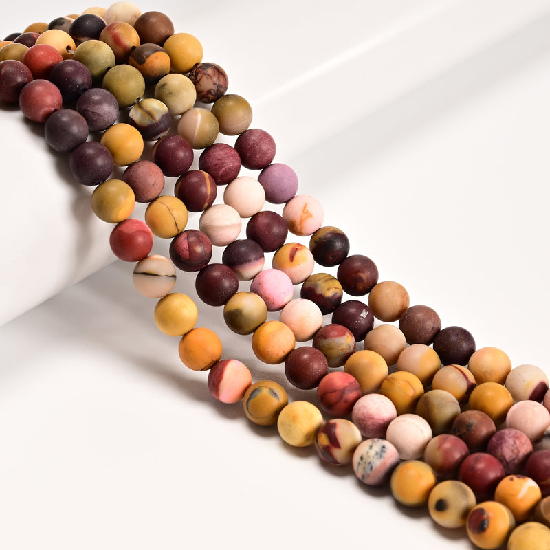 2.0mm Large Hole Mookaite Jasper Matte Round Beads 6mm 8mm 10mm 15.5" Strand