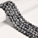 2.0mm Large Hole Snowflake Obsidian Matte Round Beads 8mm 10mm 15.5" Strand
