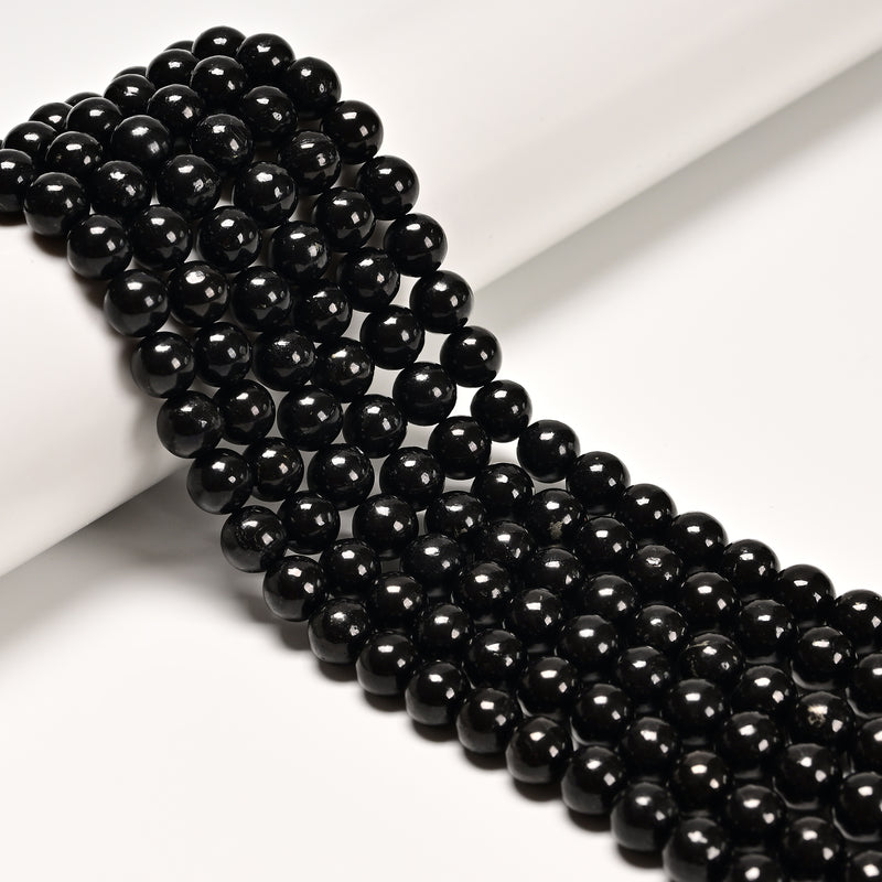 High Carbon Shungite Smooth Round Beads Size 4mm 6mm 8mm 10mm 12mm 15.5" Strand