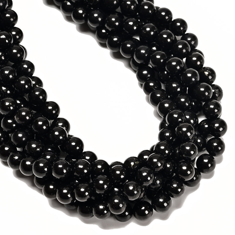 High Carbon Shungite Smooth Round Beads Size 4mm 6mm 8mm 10mm 12mm 15.5" Strand