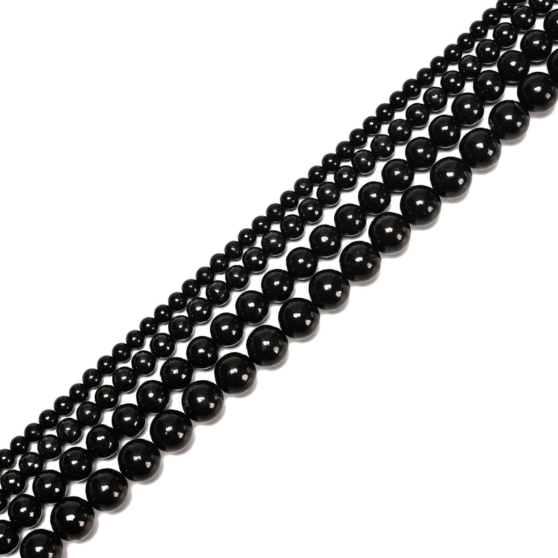 High Carbon Shungite Smooth Round Beads Size 4mm 6mm 8mm 10mm 12mm 15.5" Strand