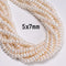 White Freshwater Pearl Rondelle Button Beads 3x5mm 4x6mm 5x7mm 5x8mm 15.5"Strand