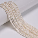 Fresh water Pearl White Ringed Rice Shape Beads Size 2-2.5x3-4.5mm 14" Strand