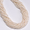 Fresh water Pearl White Ringed Rice Shape Beads Size 2-2.5x3-4.5mm 14" Strand