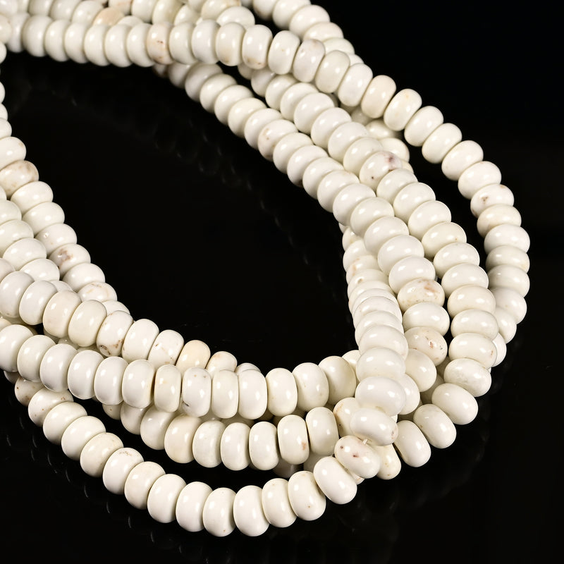 White Turquoise Smooth Rondelle Beads 4x6mm 5x8mm 15.5" Strand