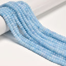 Aquamarine Color Dyed Jade Smooth Rondelle Beads Size 4x6mm 15.5'' Strand