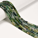 Natural Moss Agate Cylinder Tube Beads Size 4x13mm 15.5'' Strand
