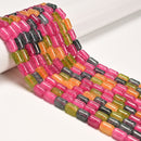 Multi-color Tourmaline Color Dyed Jade Smooth Drum Barrel Beads 8x12mm 15.5"Strd
