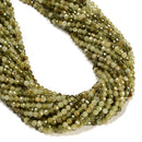 Natural Green Garnet Faceted Round Beads 3mm 4mm 15.5" Strand