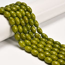 Peridot Color Dyed Jade Rice Shape Beads Size 8x12mm 15.5'' Strand