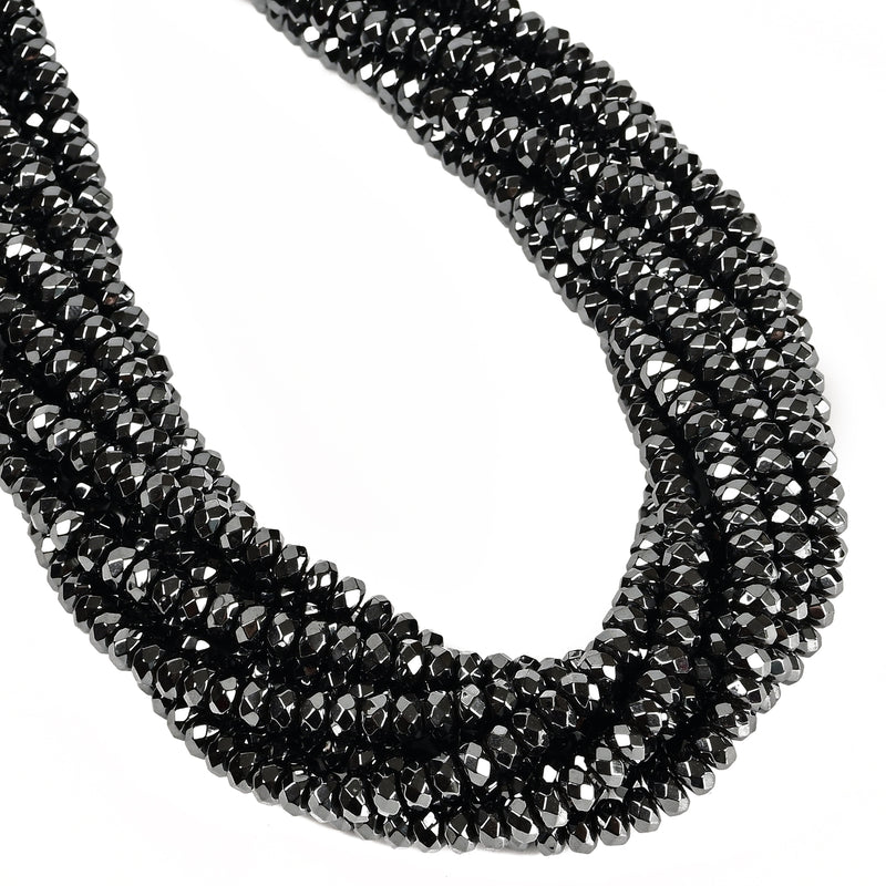 Natural Gray Hematite Faceted Rondelle Beads Size 4x6mm 5x8mm 6x10mm 15.5" Strand