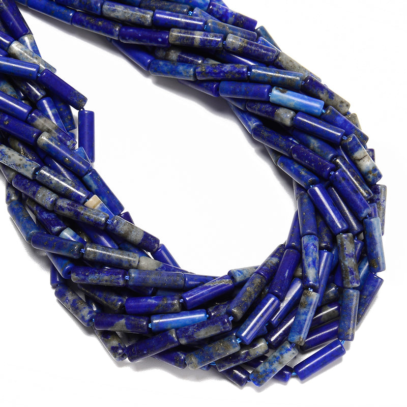 Natural Lapis Smooth Cylinder Tube Beads Size 4x13mm 15.5'' Strand