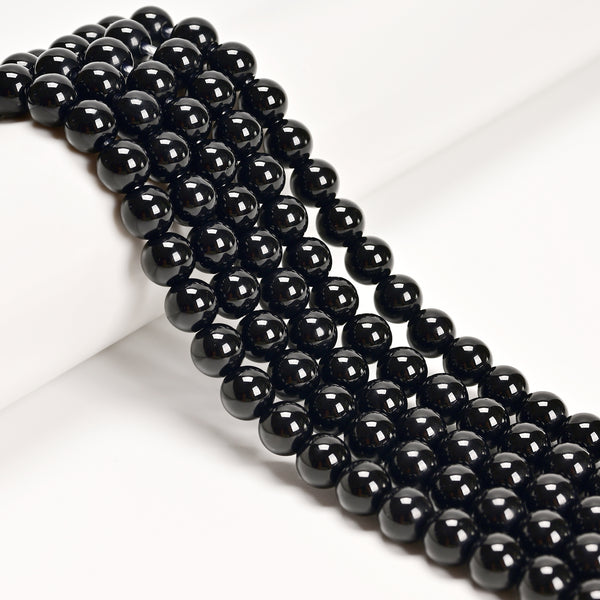 2.0mm Hole Black Onyx Smooth Rondelle Beads 5x8mm 6x10mm 8" Strand