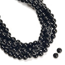 2.0mm Large Hole Black Onyx Smooth Round Beads 6mm 8mm 10mm 12mm 15.5" Strand