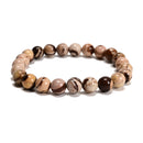 Australia Zebra Jasper Smooth Round Elastic Bracelet 6mm 8mm 10mm 12mm 7.5'' Length