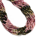 01-Multi Color Tourmaline Gradient Faceted Rondelle Beads 2x3mm 15.5" Strand