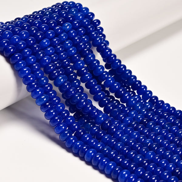 Royal Blue Color Dyed Jade Smooth Rondelle Beads Size 5x8mm 15.5'' Strand