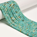 Natural Blue Amazonite Smooth Rondelle Beads Size 2x6mm 15.5'' Strand
