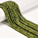 Natural Green Jade Smooth Rondelle Beads Size 2x4mm 15.5'' Strand