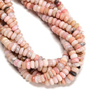 Natural Pink Opal Faceted Rondelle Beads Size 5x8mm 6x10mm 7x12mm 15.5" Strand
