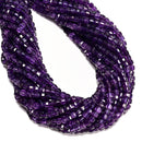 Amethyst Faceted Square Dice Cube Beads Size 4mm 15.5'' Strand