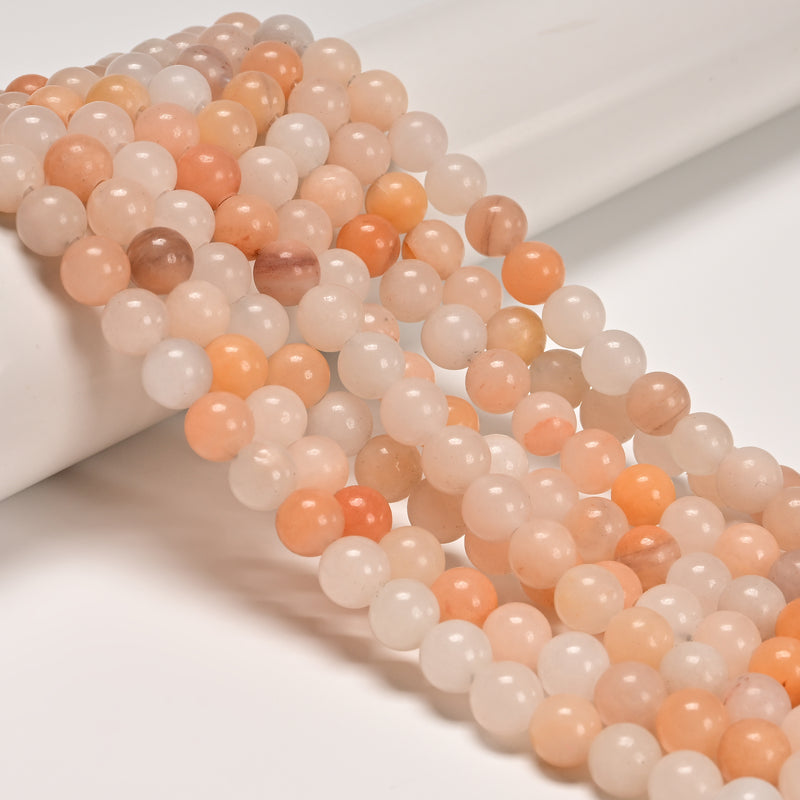 2.0mm Hole Pink Aventurine Smooth Round Beads 6mm 8mm 10mm 12mm 15.5" Strand