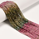 Natural Gradient Multi Color Tourmaline Faceted Round Beads Size 2mm 15.5"Strand