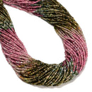 Natural Gradient Multi Color Tourmaline Faceted Round Beads Size 2mm 15.5"Strand