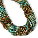Gradient Natural Turquoise Faceted Cube Beads Size 3mm 15.5" Strand